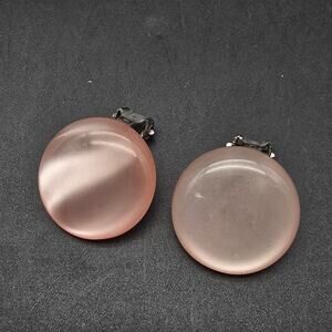 Pink Moonglow Clip On Earrings Round Circle Vintage Jewelry